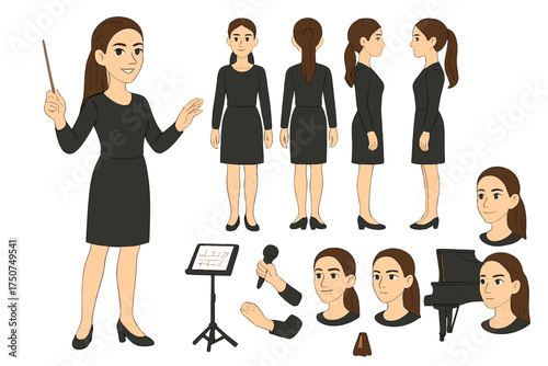 Conductor Character Design. Cartoon realistic vector illustration, Character constructor style, isolated