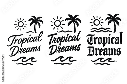 Tropical Dreams Calligraphy. Tropical Dreams. Create a calligraphy lettering illustration of the phrase: