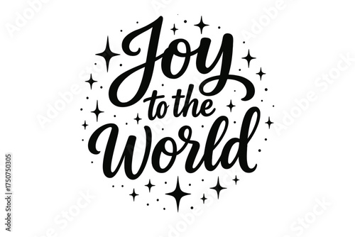 Joyful Calligraphy Glow. Joy to the World. modern hand lettering, smooth curves, balanced composition, clear
