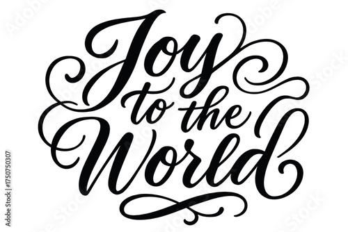 Joyful Calligraphy Art. Joy to the World. Elegant modern calligraphy lettering with bold and saturated thick