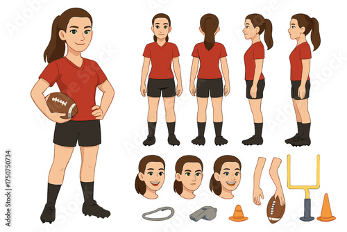 Football Player Avatar Creation. Cartoon realistic vector illustration, Character constructor style, isolated