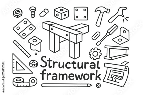 Doodle Structural Framework. Structural framework. Hand-drawn doodle illustration of Structural framework. In