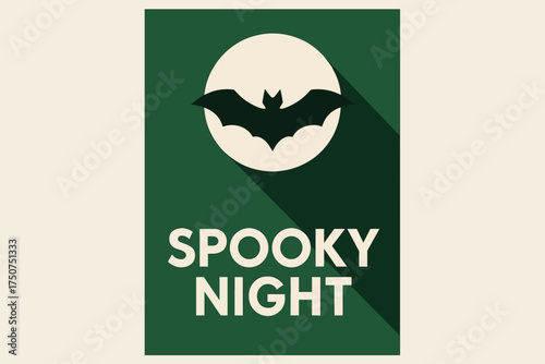 Minimalist Spooky Night. Spooky Night. geometric sans heavy, flat fills, long angled shadows, minimalist