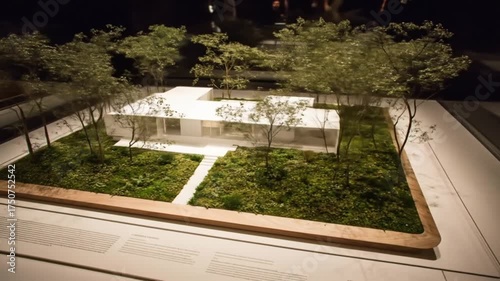 A meticulously detailed architectural model of a modern house with lush greenery.