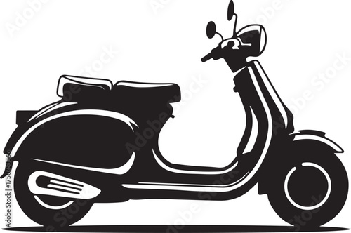 Scooter vector illustration set with vintage motorbike and classic Italian style