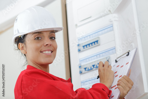 female worker looking at camera
