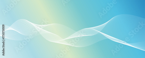 青と緑のグラデーション　流れる白色のウェーブ　抽象的な背景イメージ素材
Blue and green gradient flowing white waves abstract background image material