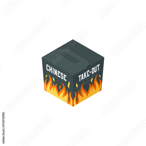 Chinese Take-out Box with Flames Icon