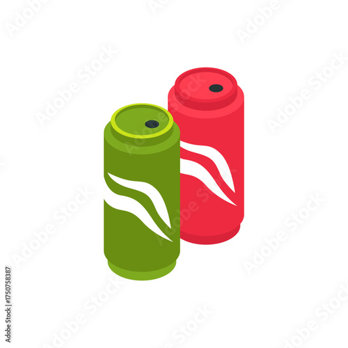Two Refreshing Beverage Cans with Wave Design