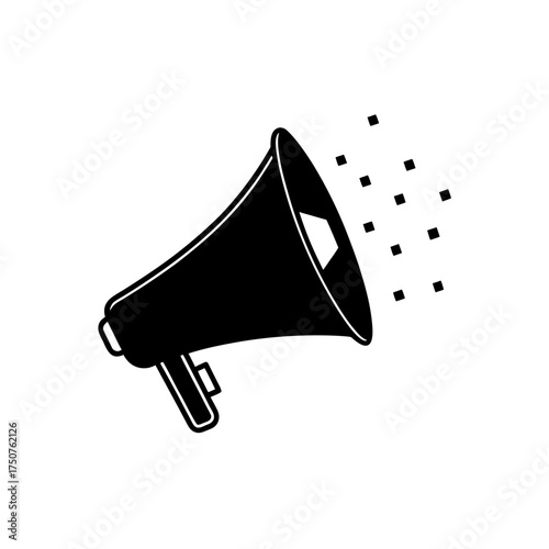 Silhouette of a megaphone icon on transparent background