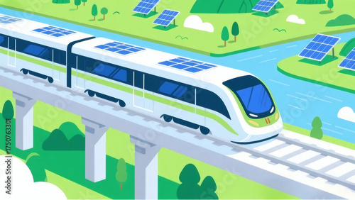 Solar-Powered Train Illustration