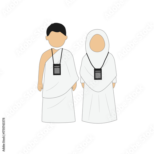 Muslim Couple in Ihram Clothes for Hajj or Umrah Pilgrimage Icon