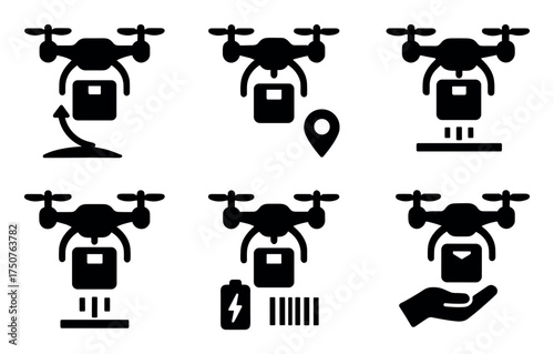 Drone Mail Icon Set
