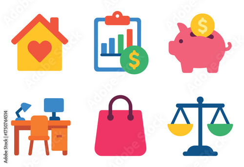 Family Budget Icon Set