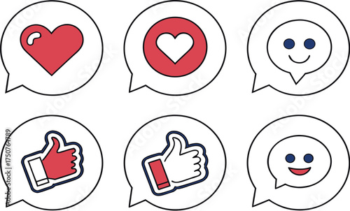 A set of funny cartoon monsters and faces with heart icons and a red arrow vector illustration for a romantic Valentine's Day web design element