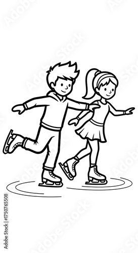 Ice Skating Duo - A Winter Outing on the Rink.