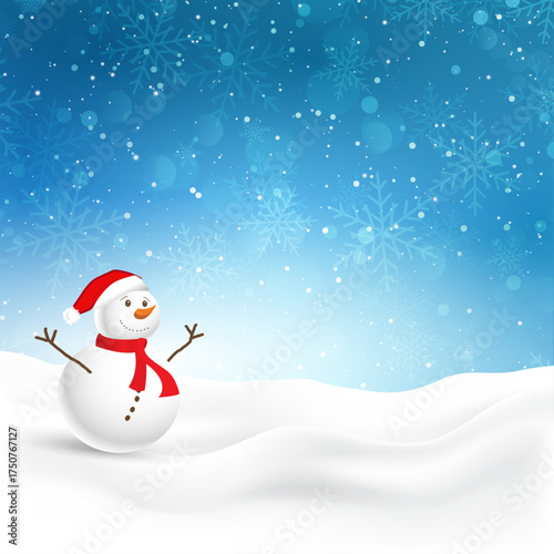 Snowman on a blue background.