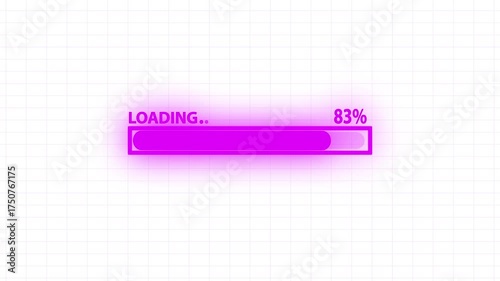Abstract loading bar process animation. percentage Futuristic progress loading bar from 0 to 100%.