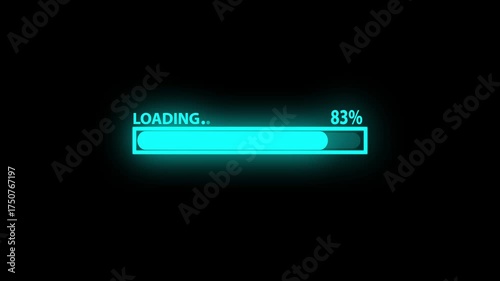 Abstract loading bar process animation. percentage Futuristic progress loading bar from 0 to 100%.