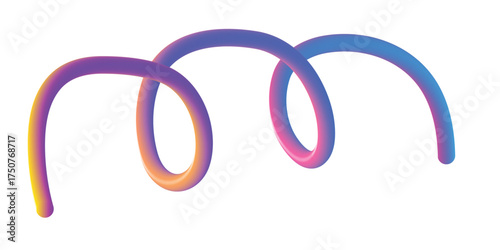 Vibrant iridescent gradient spiral or helix shape with smooth curves on a white background
