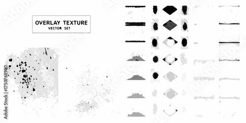 Collection of grunge and abstract overlay textures and design elements for graphic design projects