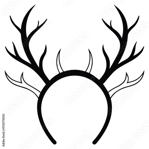 A black silhouette of a reindeer antler headband