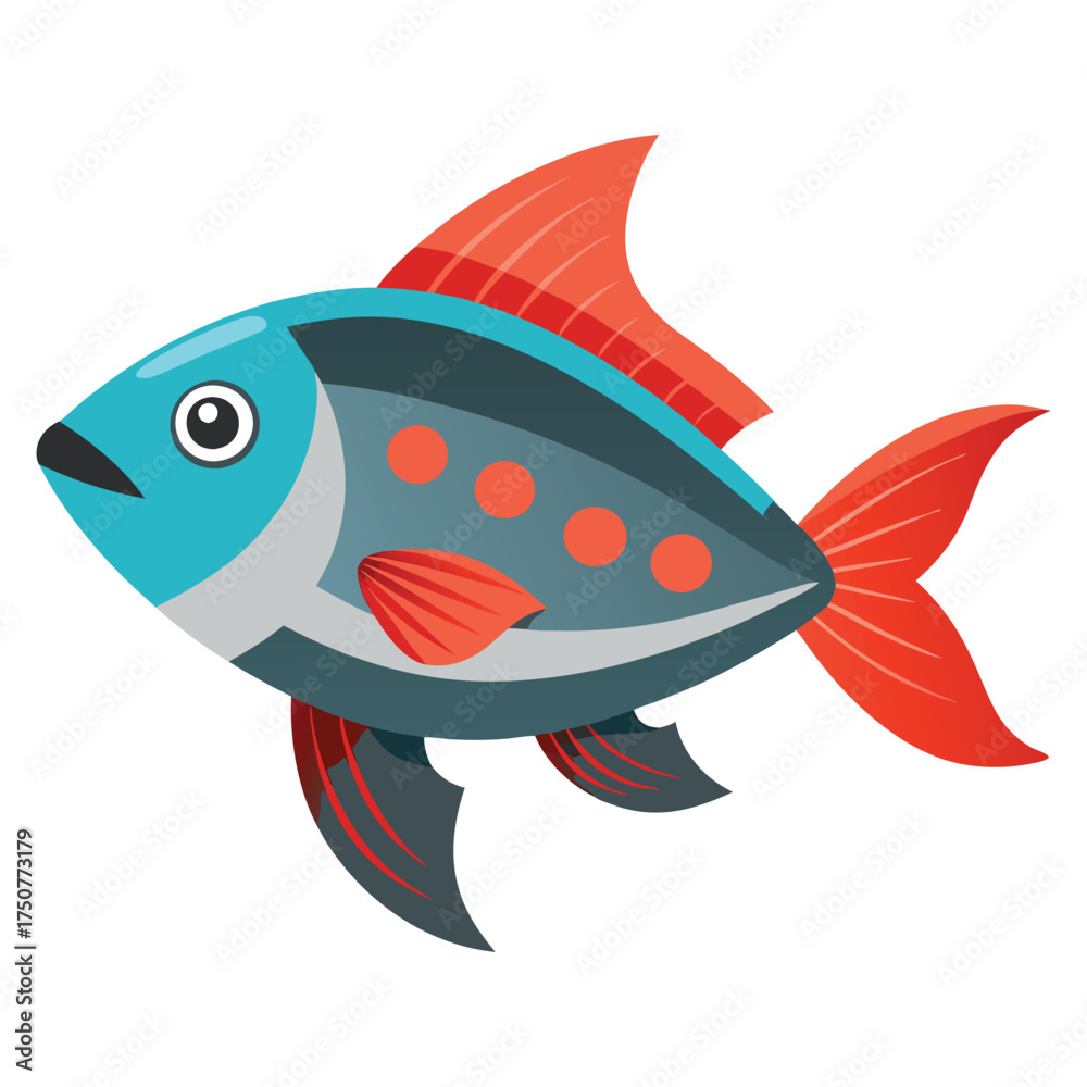 Fototapeta premium Isolated Fish Vector on White Background