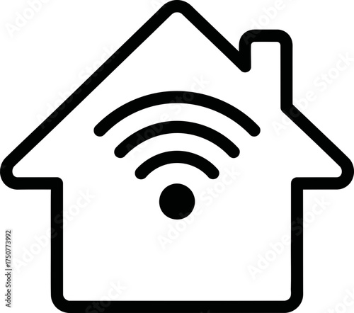 Smart home Wi-Fi signal icon. Wireless connection symbol for internet of things concept. Vector line illustration for web or mobile app