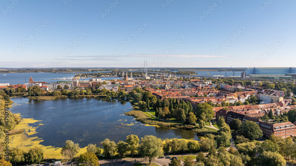 Fototapeta premium Panorama of the Hanseatic city of Stralsund on the Baltic Sea