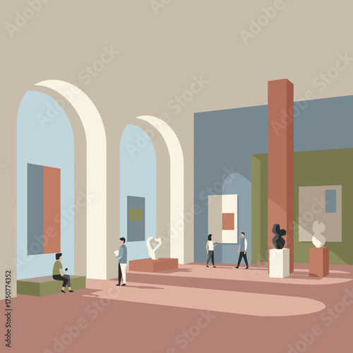 Visitors appreciating art in a modern museum a cultural and educational lifestyle experience