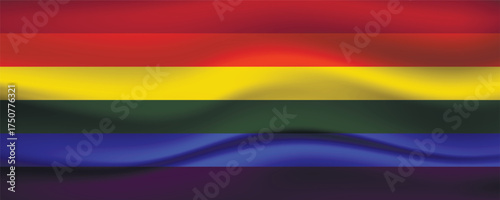 Flag LGBT squared icon, badge or button. Template design, vector illustration. Love wins. LGBT symbol in rainbow colors. Gay pride silk textile background.