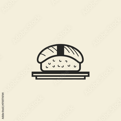 Piece of sushi nigiri on small plate, perfect for japanese cuisine menus, restaurant promotion, food blogs, culinary websites, menu designs.