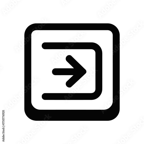 A black and white icon representing a right-pointing arrow entering an open doorway.