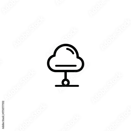 Simple black cloud computing network icon on white. Suitable for technology websites, presentations, and educational materials related to cloud computing.