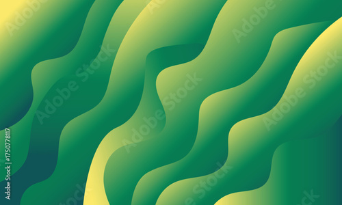 Green and Yellow Wavy Gradient Abstract Background