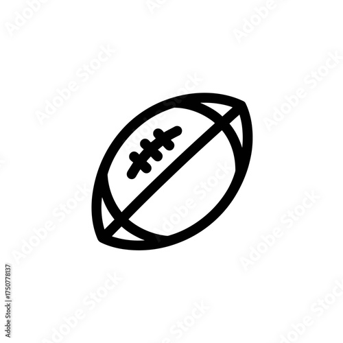 A simple black line icon of an American football, showing its distinctive prolate spheroid shape and laces, isolated on a white background.
