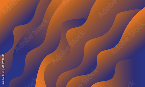 Orange and Blue Wavy Gradient Abstract Background vector