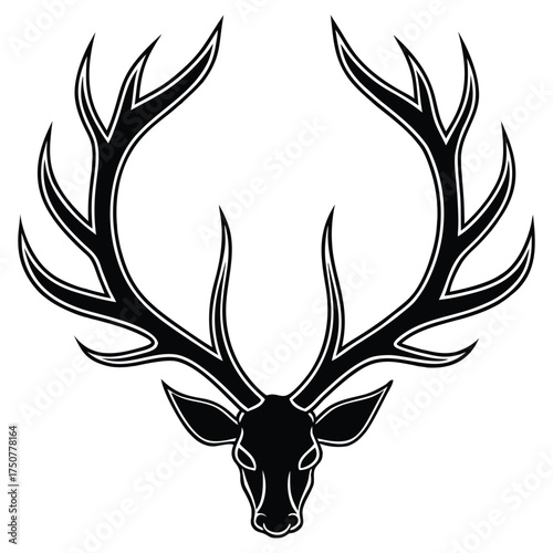A black silhouette of a reindeer antler