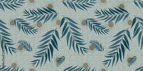 Multicolored abstract seamless background with leaves, suitable for printing on fabric, paper. Colorful texture with floral leaves.