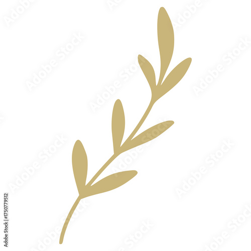 Golden botanical branch graphic christmas design element