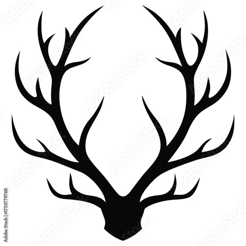 A black silhouette of a reindeer antler