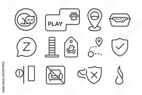 Pet space marker safety box icon locator room border block ar vector