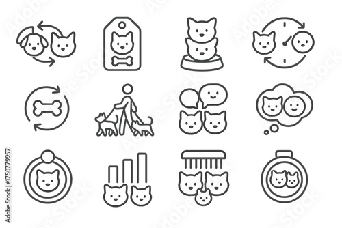 Grooming sync chart walk playtime vector pack icons icon pet dial management