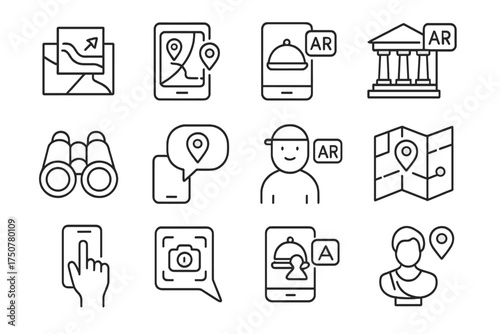 Vector interest smart travel object tips interface icon ar icons story overlay