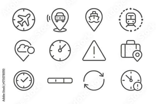 Overlay status vector gps tracker dial sync icons travel route icon update