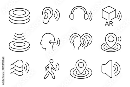 Ar voice immersive vector interactive icon ring icons tag audio object headset