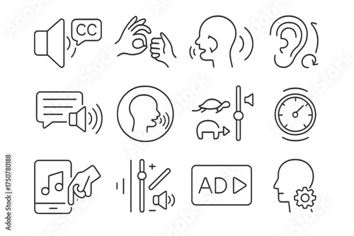 Sync accessibility accessible audio sound symbol vector voice alerts icons vibration language