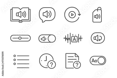 Queue learning via button pronunciation progress icons toggle icon audio listen vector