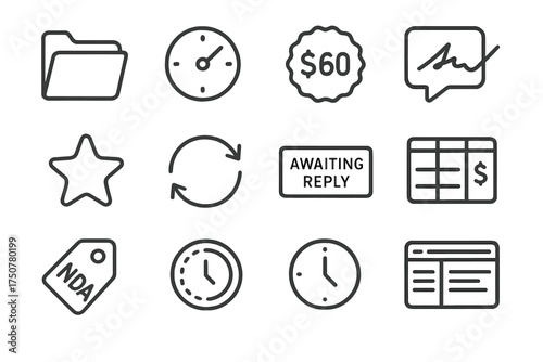 Clock vector task interface income icon project payment freelance loop table per