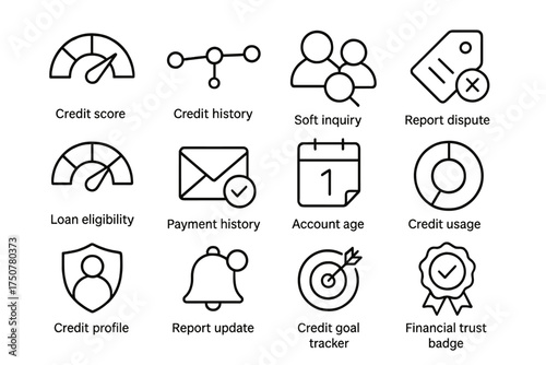 Eligibility vector score icons soft icon badge credit loan dispute account bell